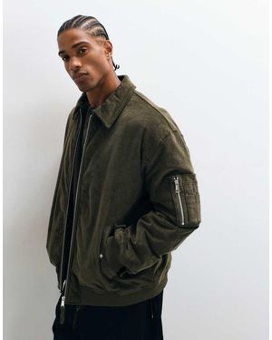 ASOS Oversized Ribfluwelen Bomberjack - Grijs