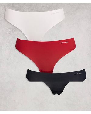 Calvin Klein Microfibre Invisibles 3 Pack Thong - Red