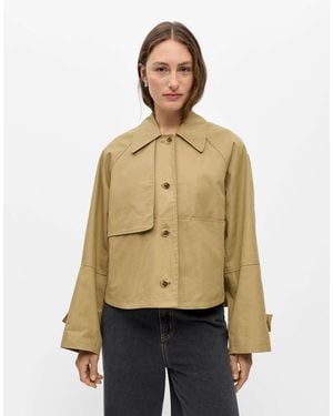 Object Abrigo Trench Corto En Sarga-Marrón - Neutro
