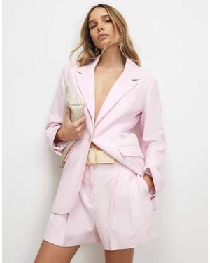 River Island Linen Look Belted Shorts - Pink
