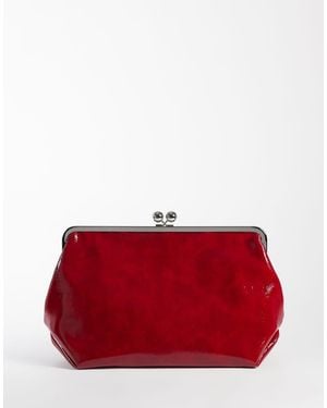 ASOS High Shine Oversized Frame Clutch Bag - Red