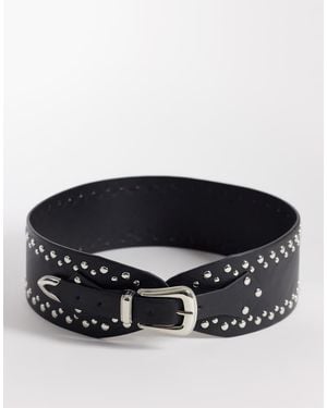 South Beach Wide Studded Belt - Black