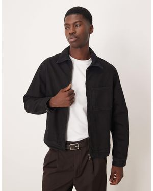 Mango Denim Zip Through Jacket - Black