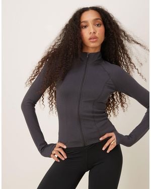 Gina Tricot Sports Seamless Zip Up Jacket - Gray