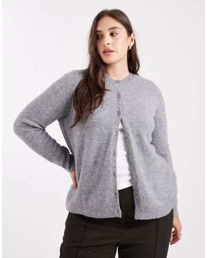 Pieces Plus Pieces Curve Knitted Cardigan - Gray