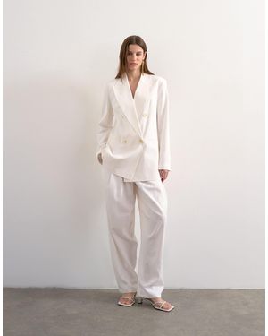 TOPSHOP Linen Barrel Leg Trouser - White