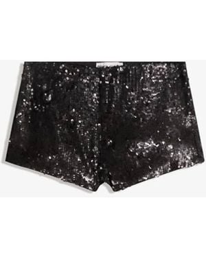 Bershka Sequinned Mini Shorts - Black