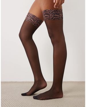 Ann Summers Strapsstrümpfe mit leopardenmuster - Braun
