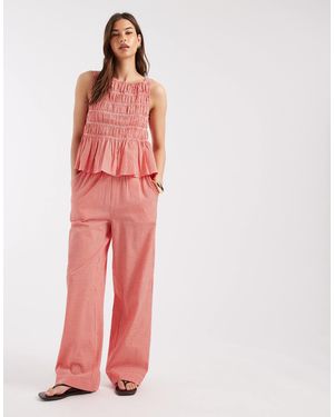 Aware – locker geschnittene hose aus seersucker - Pink