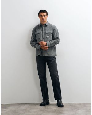 ASOS Cord Overshirt With Badge - Grey