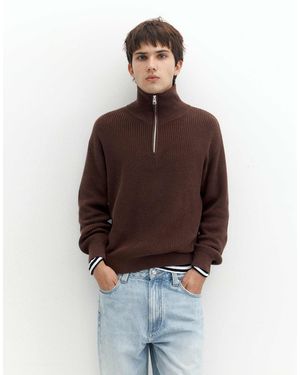 Pull&Bear Pullover mit halbem reißverschluss - Braun