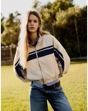 Bershka Nylonjacke mit kontrastband - Mettallic