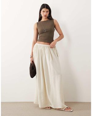 ASOS Tie Waist Soft Crinkle Maxi Skirt - Natural