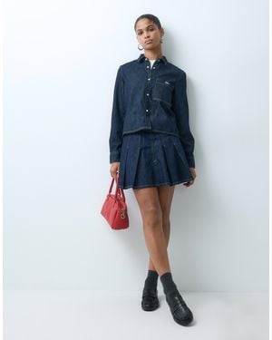 Lacoste Kurzer plissierter denim-rock als kombiteil - Blau