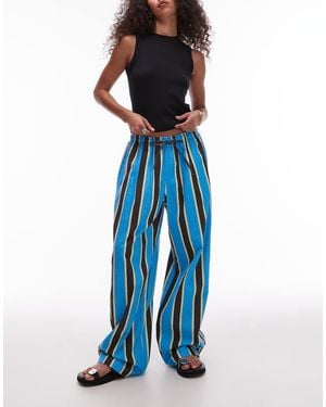 TOPSHOP Linen Balloon Trousers - Blue