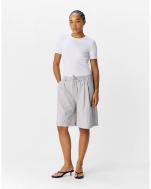 Object Pantalones Cortos Gris Claro Jaspeado Estilo Bermudas De - Blanco