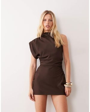 Mango Minikleid mit asymmetrischem ärmel - Braun