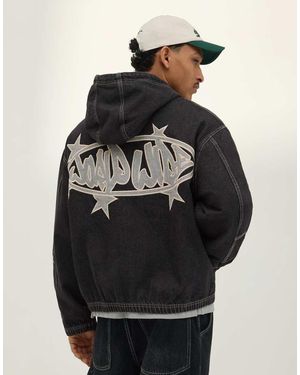 Bershka Hooded Denim Jacket - Black