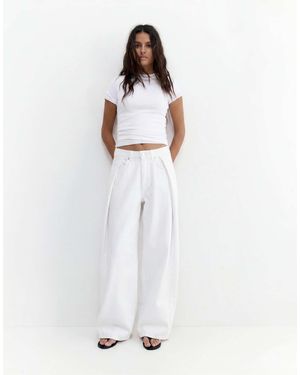 Pull&Bear – weite balloon-fit-jeans - Weiß