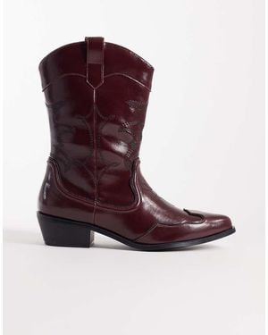 Glamorous Low Ankle Western Boots - Purple