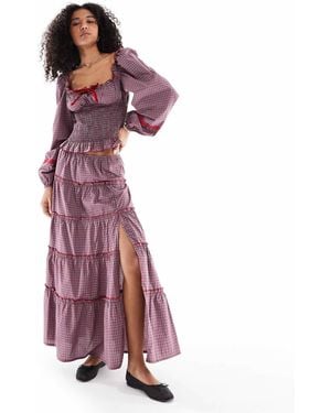 Daisy Street Low Rise Tie Maxi Skirt - Purple