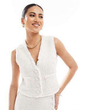 Kaiia Exclusive Boucle Textured Waistcoat Co-ord - White
