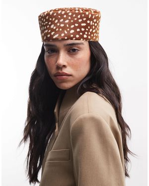 ASOS Hair On Leather Pillbox Hat - Multicolour