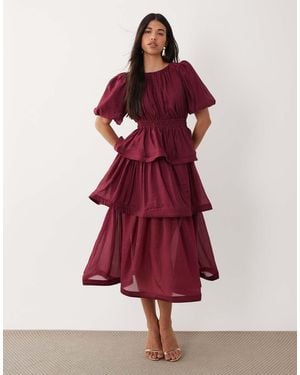 Y.A.S Premium Volume Tie Maxi Dress - Red
