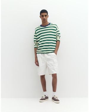 Pull&Bear Ripstop Cargo Bermuda Shorts - Green