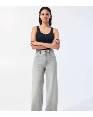 Pull&Bear Petite High-Waist Wide-Leg Jeans - Blue