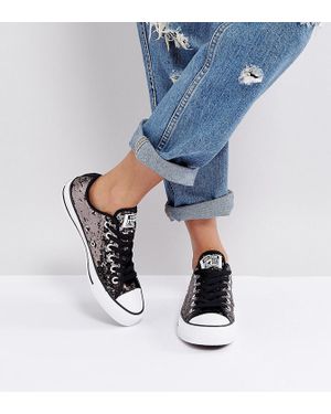 Converse Chuck Taylor High Trainers In Black Sequin