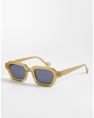 ASOS Rectangle Sunglasses With Frame And Smoke Lens - Green