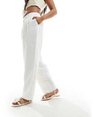 NA-KD Pantalon d'ensemble habillé en lin - Blanc