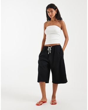 Gap Linen Blend Cropped Culottes - Black