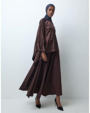 Iyal Crêpe Asymmetrische Maxirok Co-Ord - Bruin