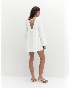 Pull&Bear Short Puff Sleeve Dress - White
