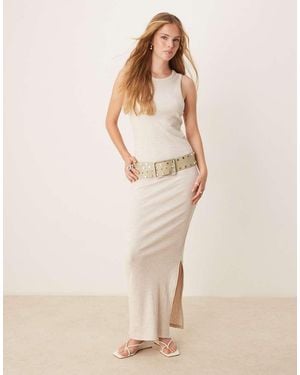 SELECTED Ribbed Long Dress - Natural
