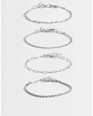 ASOS – 4er-pack feine, farbene kettenarmbänder - Grau