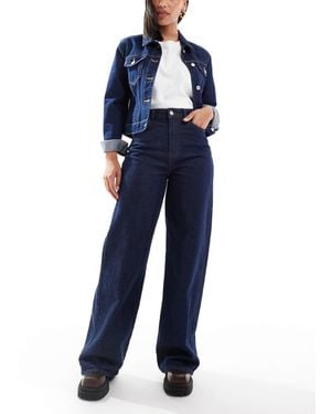 Pieces Selma High Waisted Wide Leg Jeans - Blue