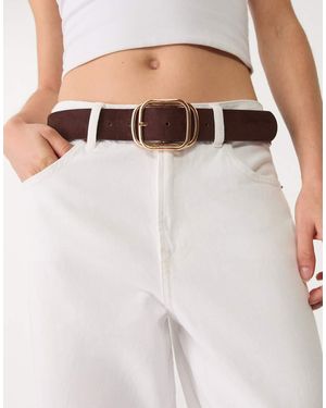 Stradivarius Belt With Layered Buckle - Brown