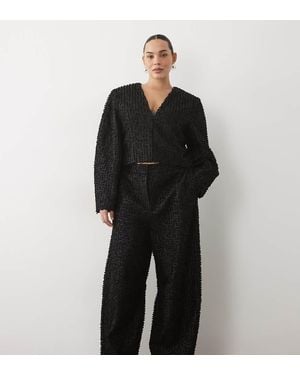 ASOS Curve Boucle Barrel Leg Trouser Co-ord - Black