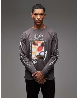 Obey Vast Universe Long Sleeve T-shirt - Grey