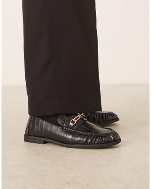 ASOS Penny Loafers With Ruching - Black