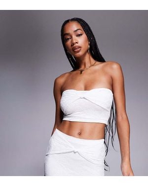 Kaiia Exclusive Double Layered Slinky Lace Knot Detail Bandeau Top - Grey