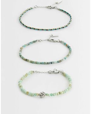ASOS 3 Pack Skinny Beaded And Rope Bracelets - Gray