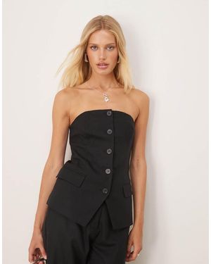 Vila Bandeau Tailored Vest Co-Ord - Black