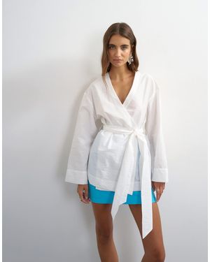 TOPSHOP Wrap Tie Detail Top - White