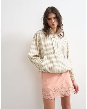 TOPSHOP Lace Hem Wrap Mini Skirt - Natural