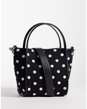 ASOS Bolso Bombonera Monocromático Con Estampado De Lunares Y Correa Bandolera Ajustable De - Negro