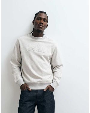 BOSS Tonal Chest Print Sweatshirt - Grey
